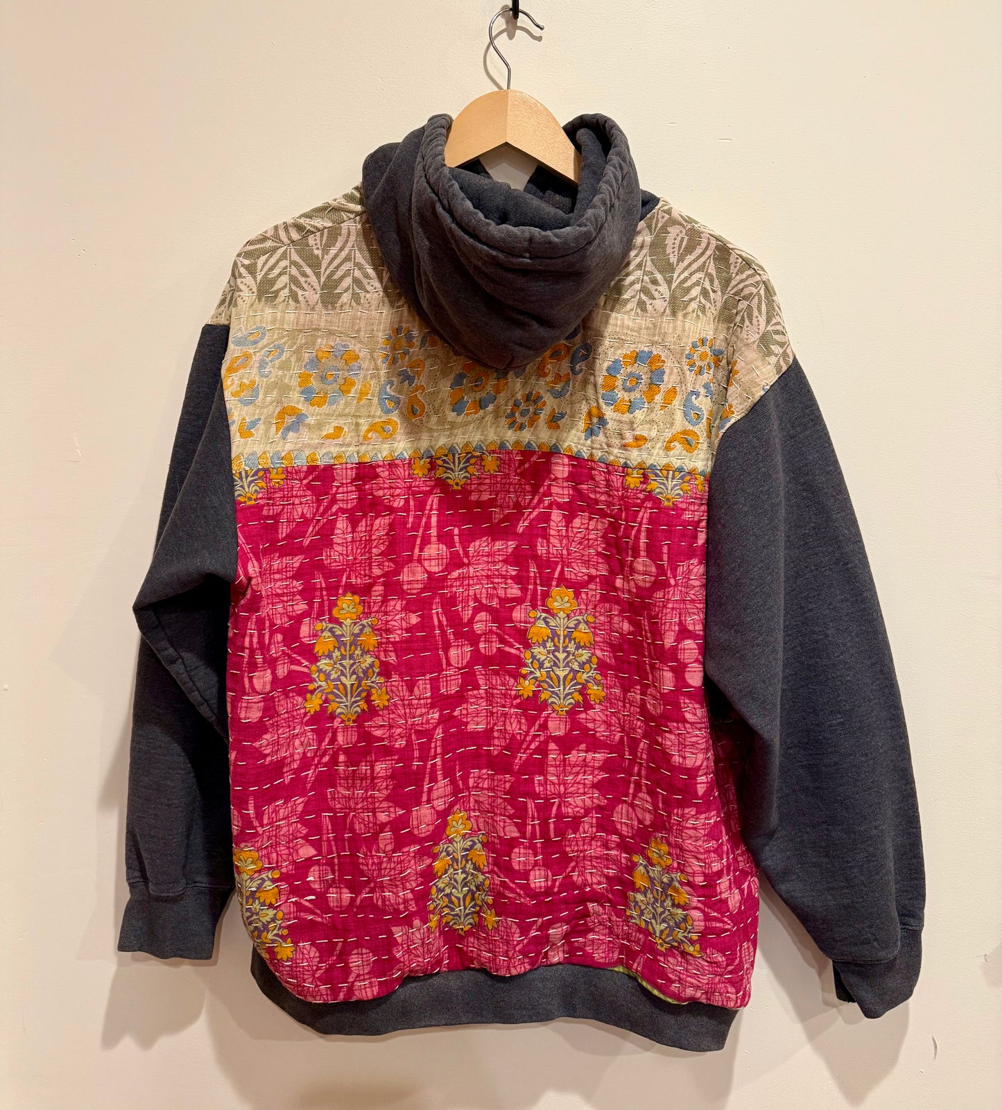 Upcycled Kantha Hoodie-medium