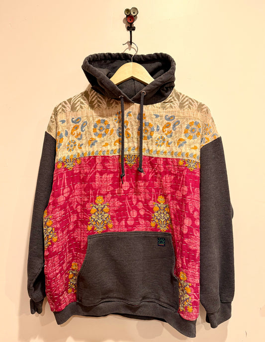 Upcycled Kantha Hoodie-medium