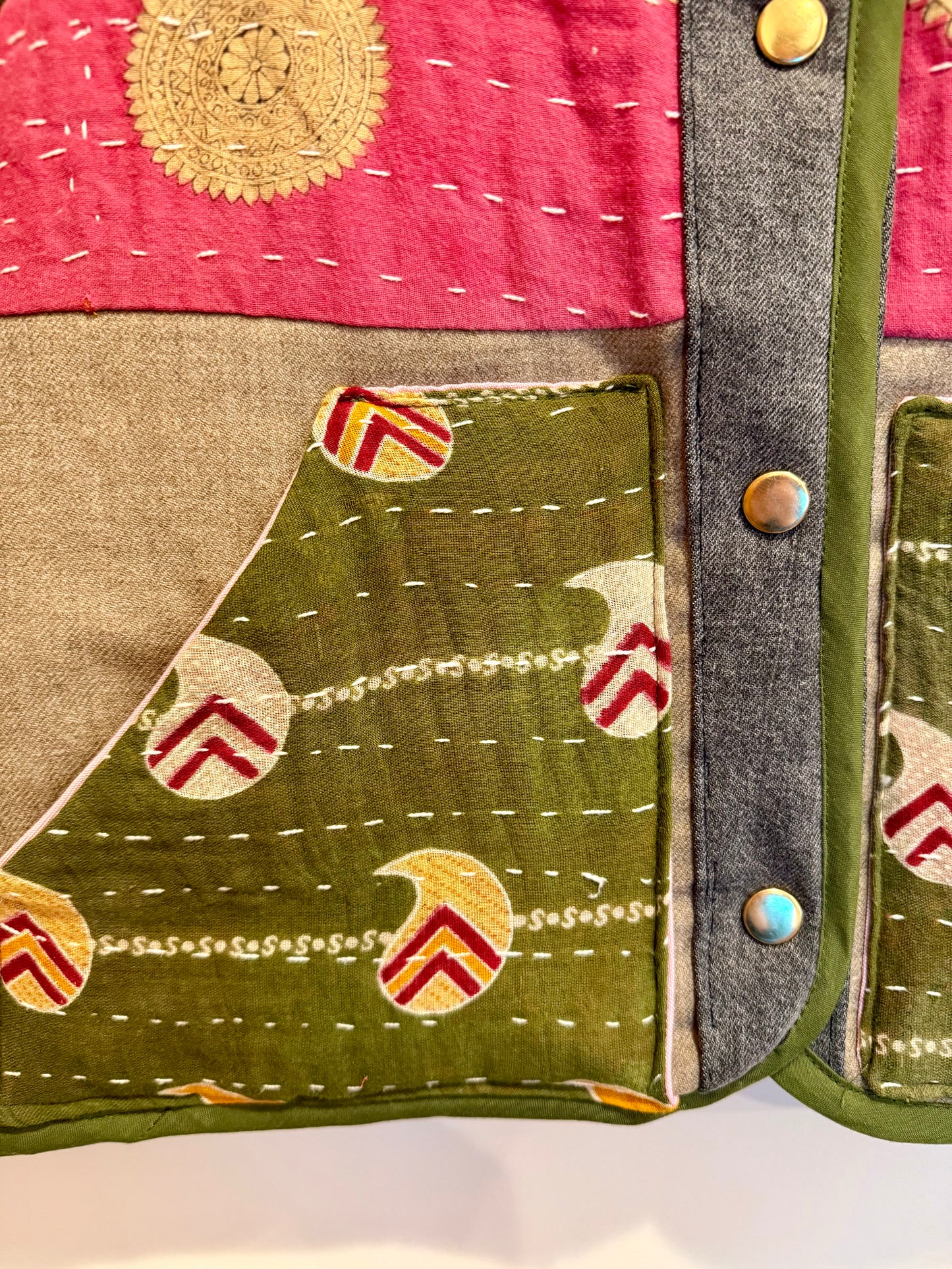A Kantha quilted vest-extra small/small