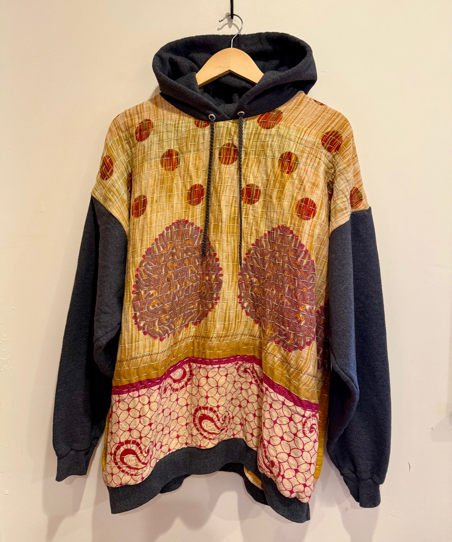 Upcycled Kantha Hoodie-large