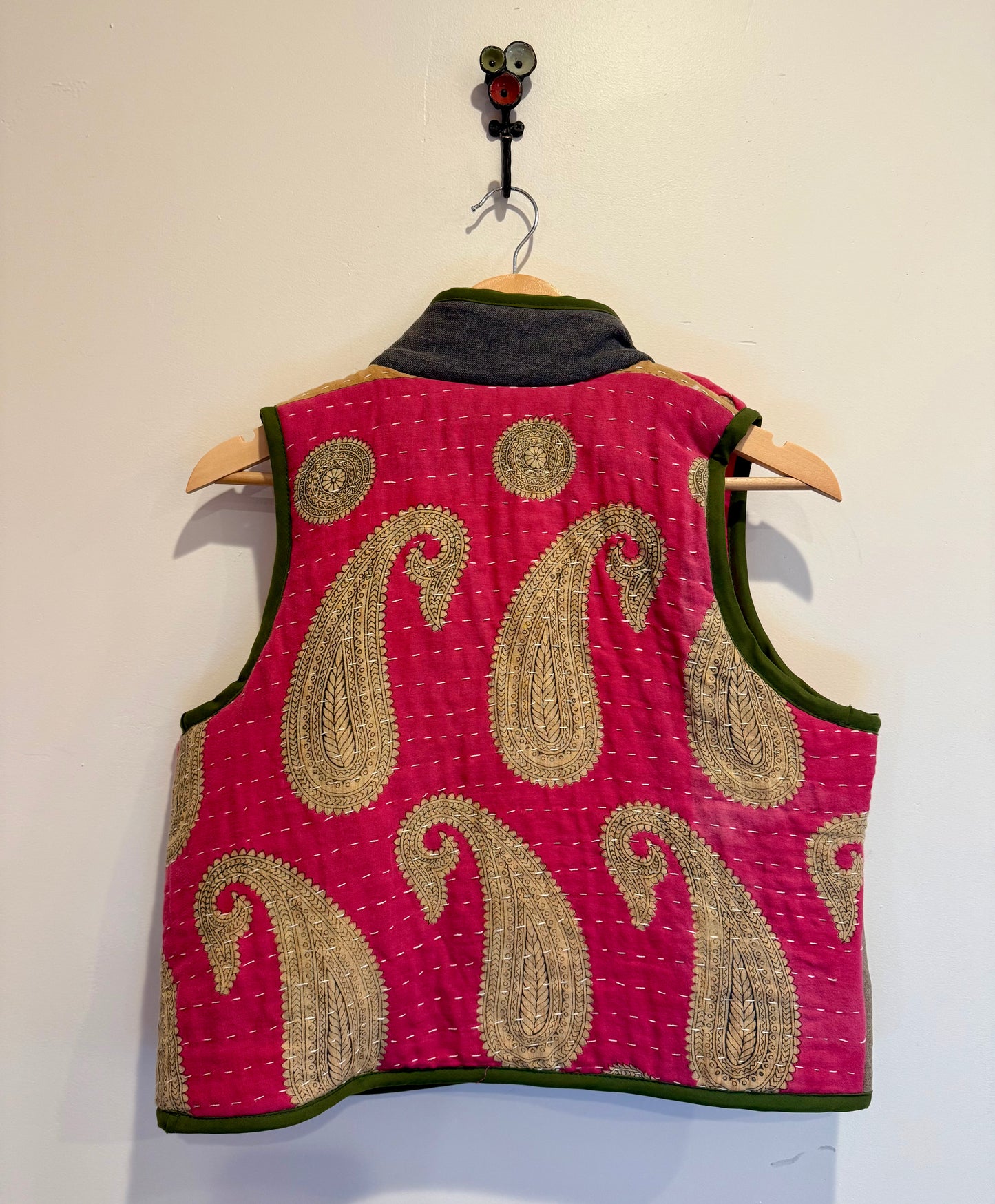 A Kantha quilted vest-extra small/small