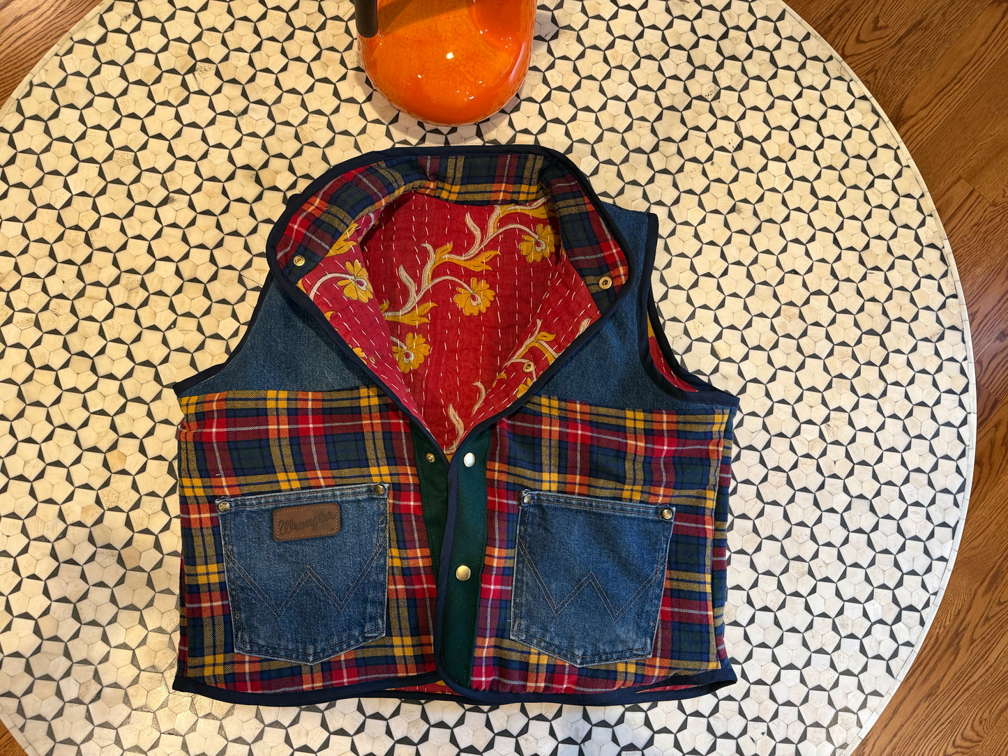 Upcycled quilted vest